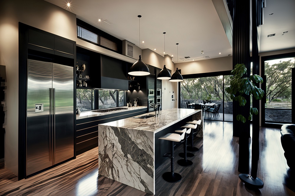 La cucina di design di una villa di prestigio